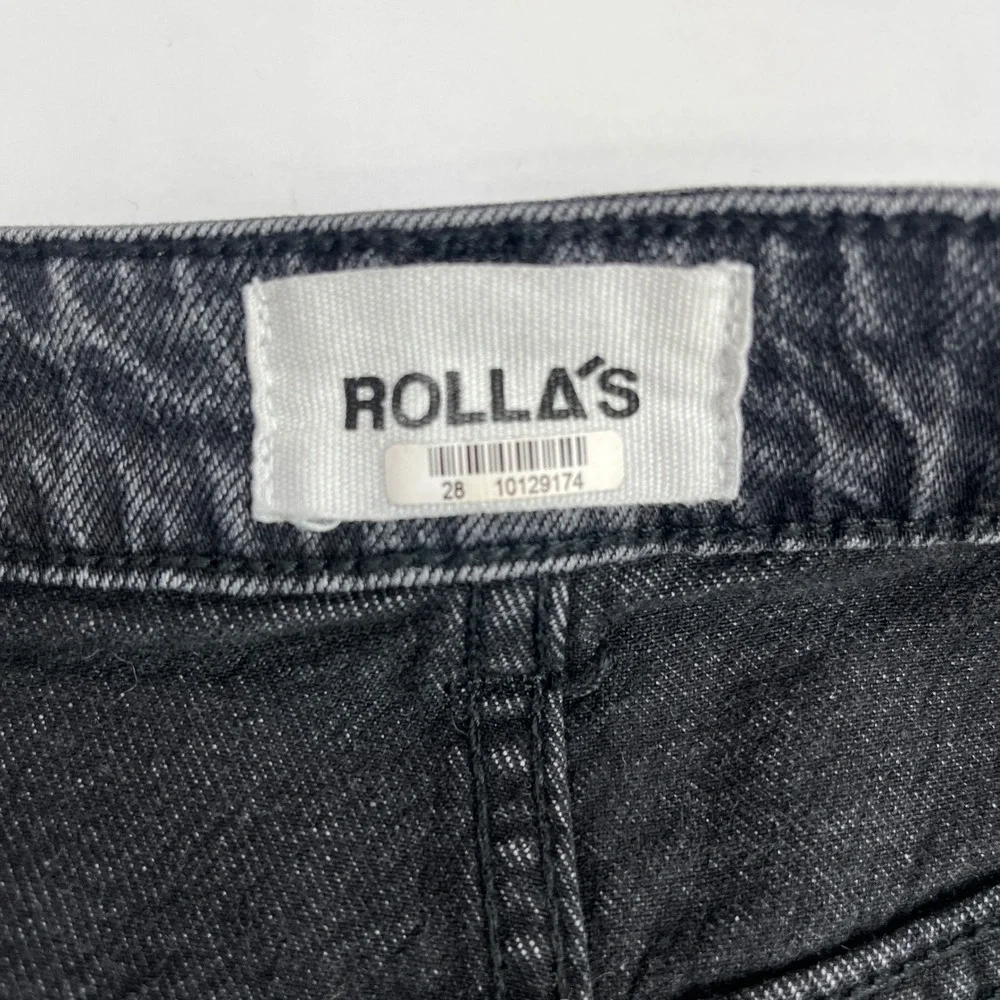 Rolla's High Rise Wide Leg Jeans Womens 28 Black Sailor‎ Front Patch Pockets